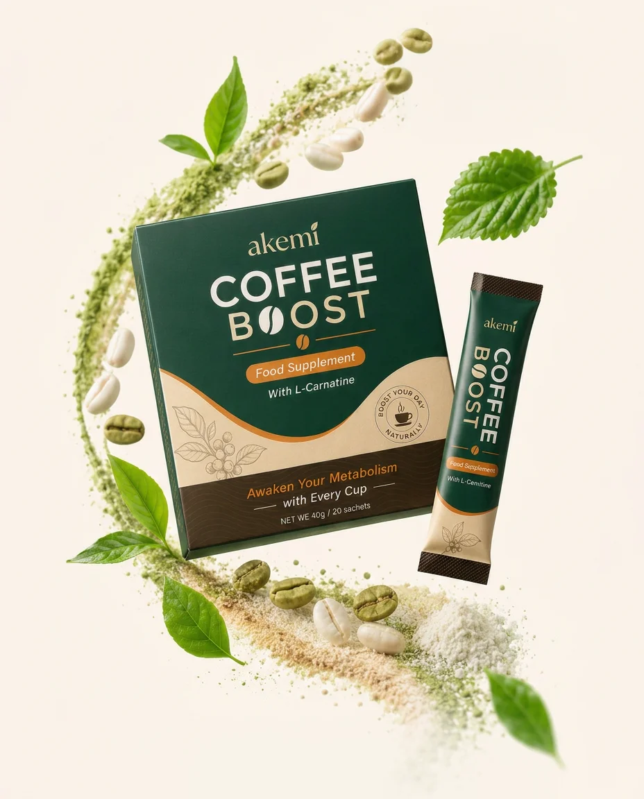 Akemi Coffee Boost packaging with sachet